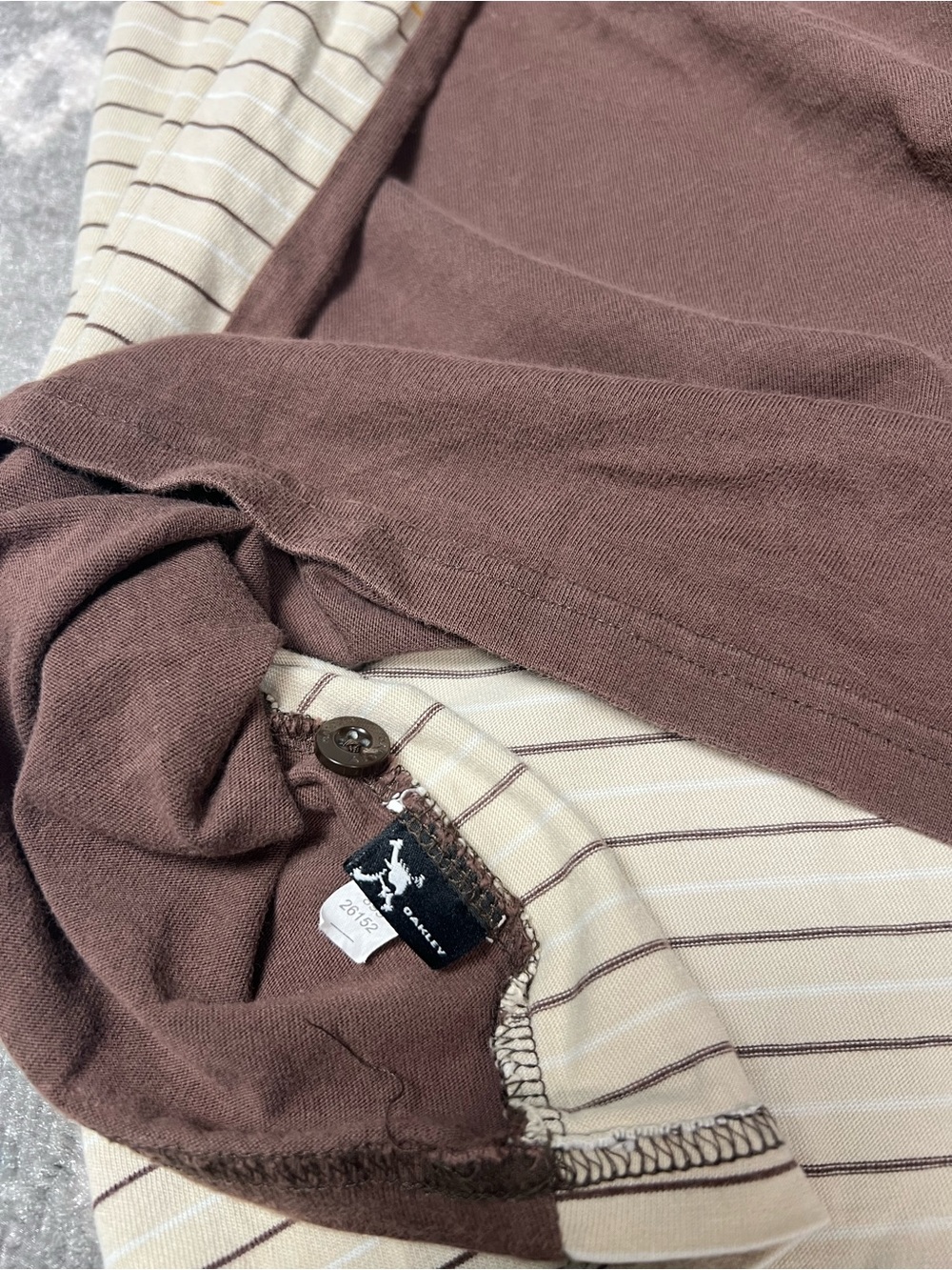Summer Style Oakley Brown & Cream Striped Polo with Multicolor Chest Band - Picture 7 of 7